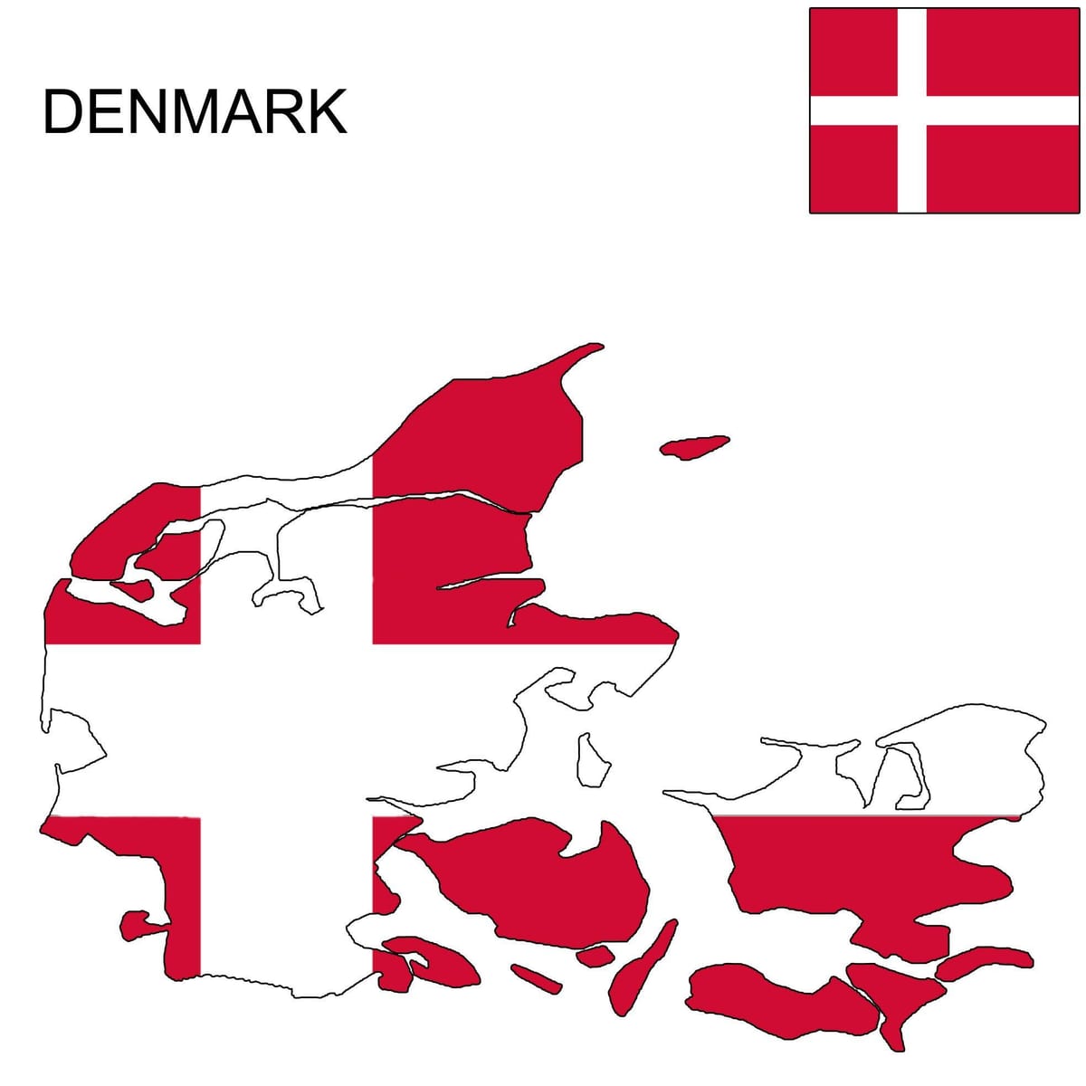 Mapa de dinamarca bandera 