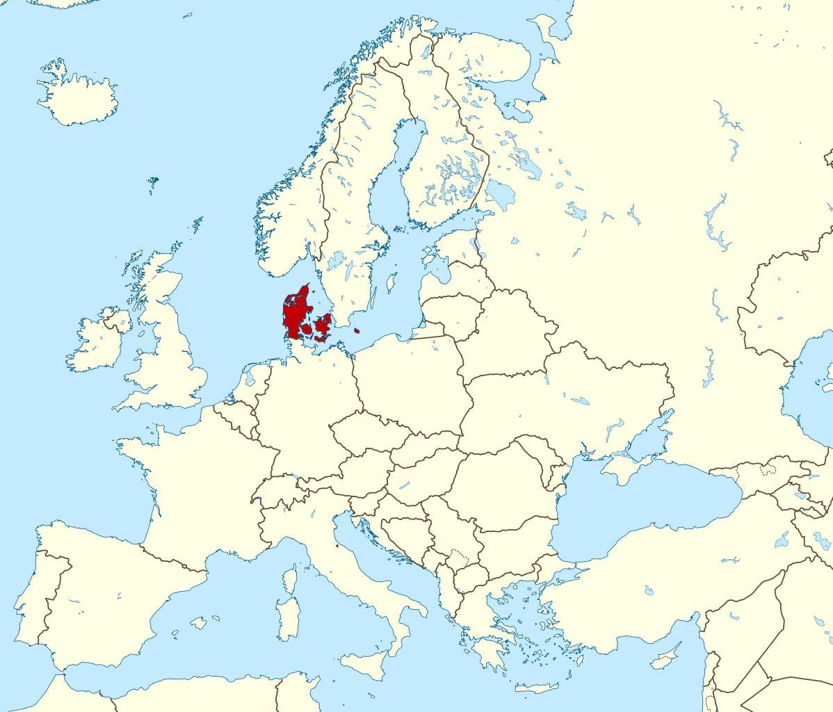 mapa del món que mostra dinamarca