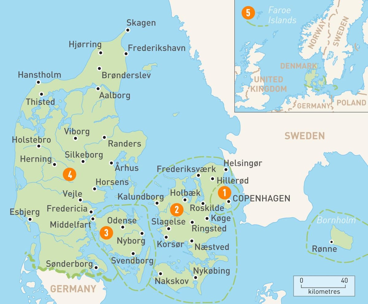 Mapa de dinamarca illes