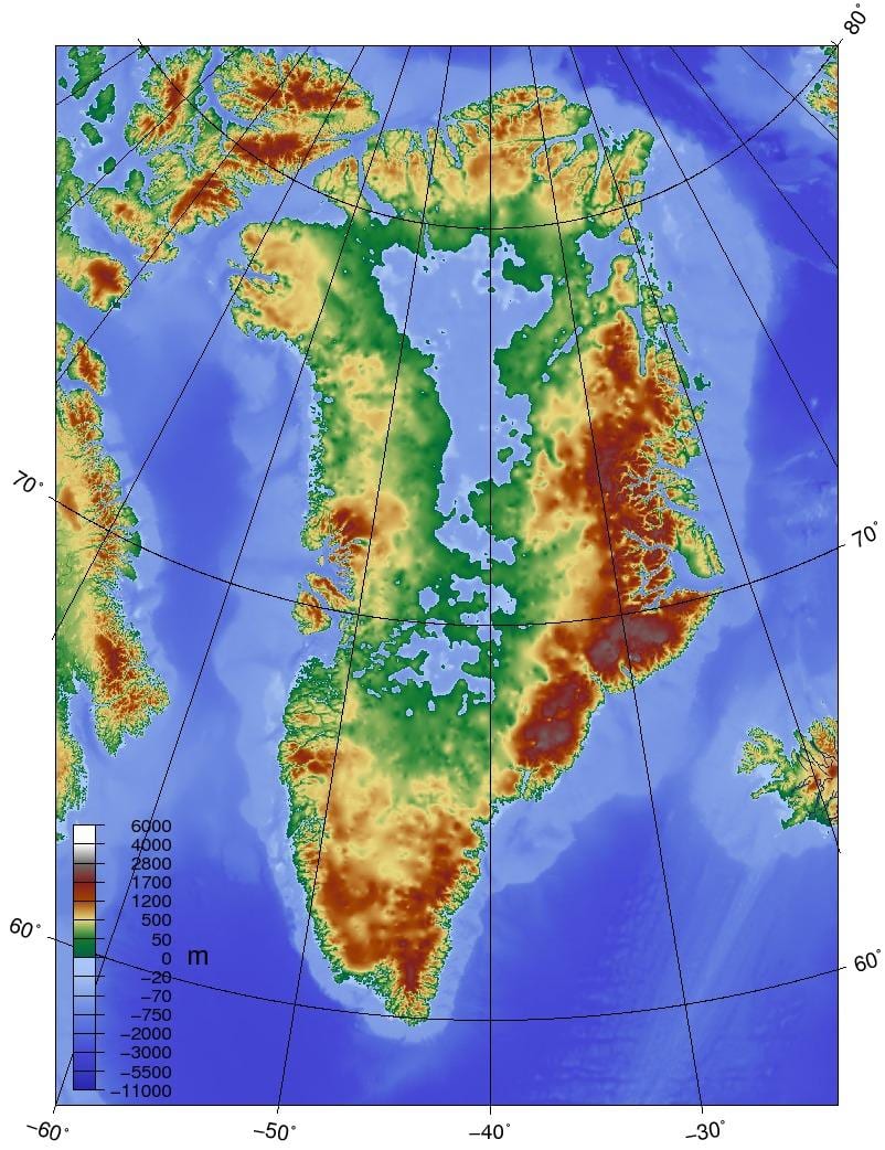Mapa de dinamarca topogràfic