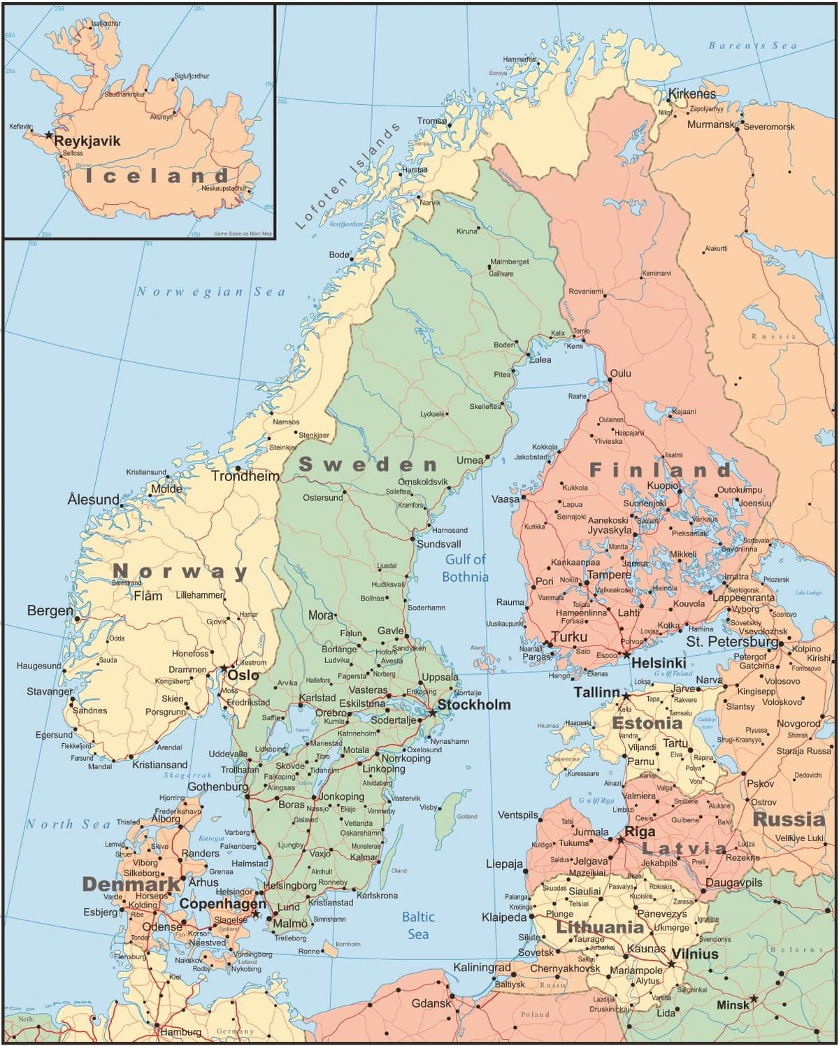 mapa de dinamarca i països de l'entorn