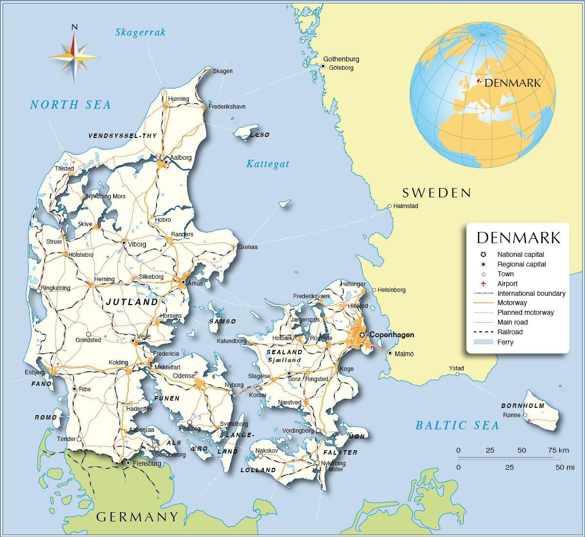 Mapa de dinamarca ports