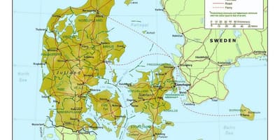 Mapa de dinamarca, copenhaguen