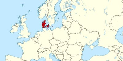Mapa del món que mostra dinamarca