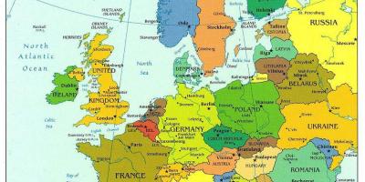Mapa d'europa mostrant dinamarca