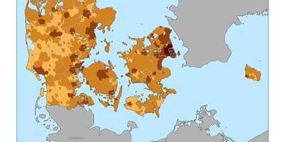 Dinamarca densitat de població mapa