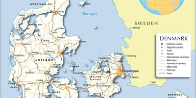 Mapa de dinamarca ports